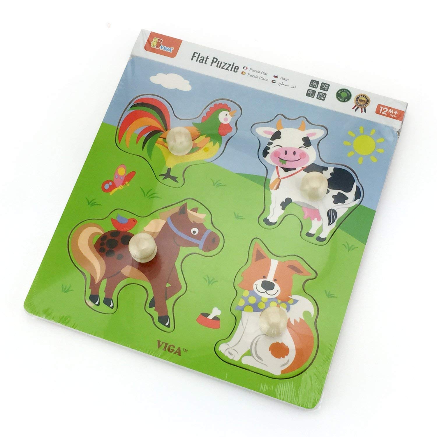 50839 Big Wooden Knob PuzzleFarm Animals