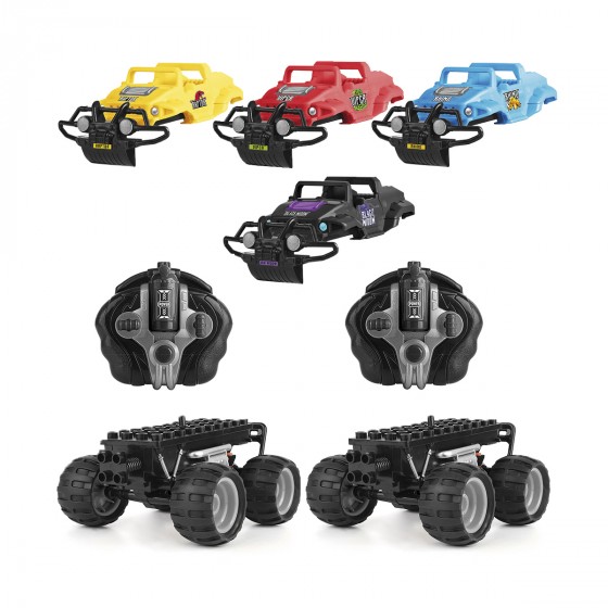 Set de joaca CRASH CAR r/c - BATALIA COMENZILOR (2 modele, 4 case, baterie 4..8V)