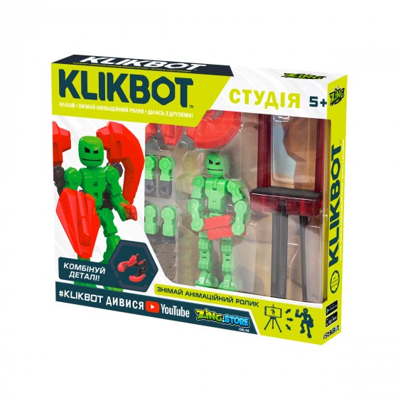 Set de joaca KLIKBOT S1 pentru animatie - STUDIO (2 figuri exclusive, trepied, rosu)