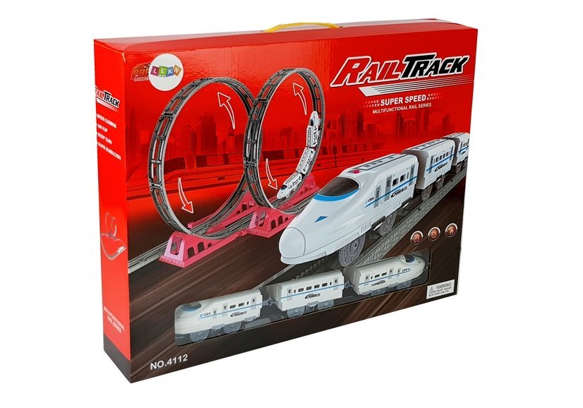 Set Tren modern cu vagoane si cale ferata 126 cm