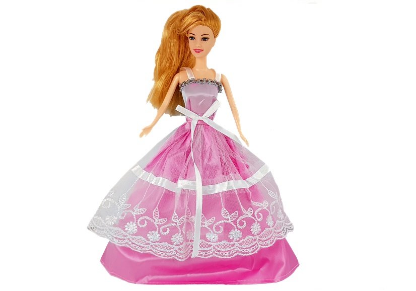 Set papusa cu rochie roz cu accesorii