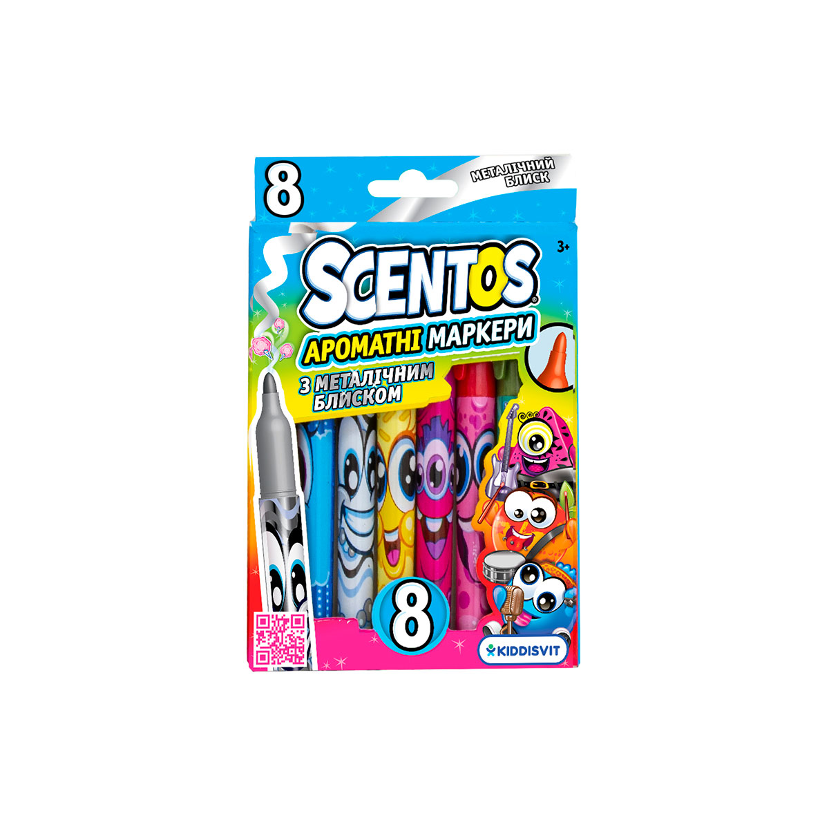 Set markere aromate cu stralucire metalica 8 culori Scentos
