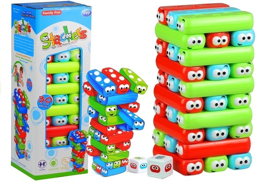 Joc Jenga Stackers, din plastic, 30 piese, multicolor