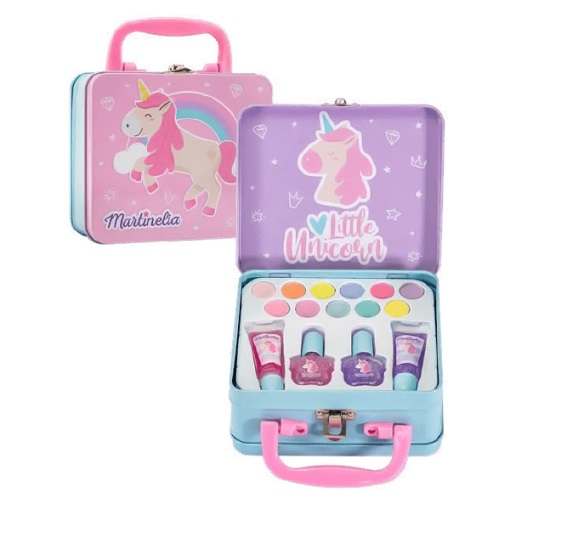 Trusa produse de machiaj in cutie metalica Unicorn Martinelia