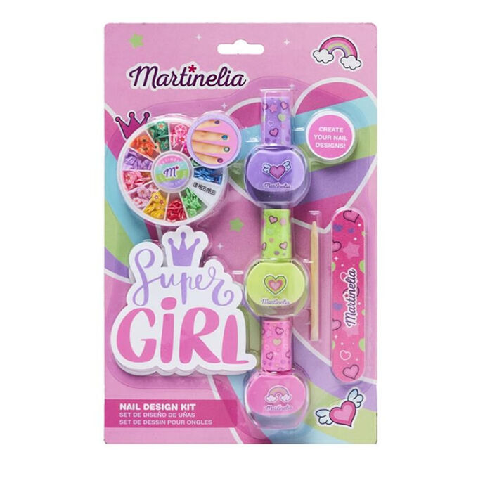 Set pentru manichiura cu 3 lacuri si accesorii Super Girl Martinelia