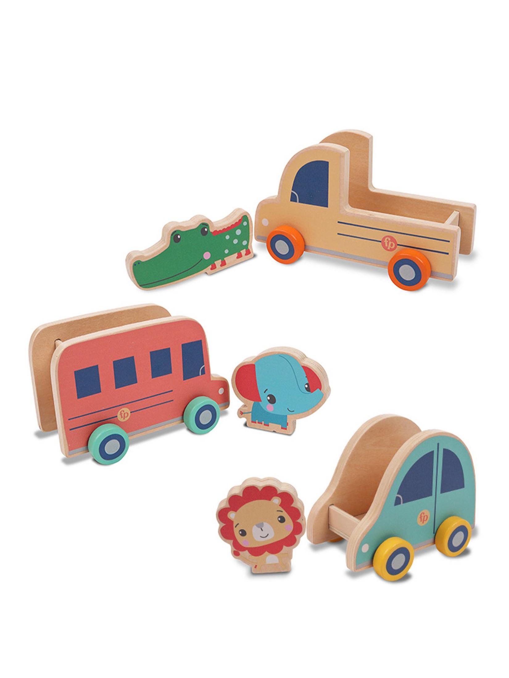 Набор из 3 машинок + 3 деревянных животных Fisher-Price
