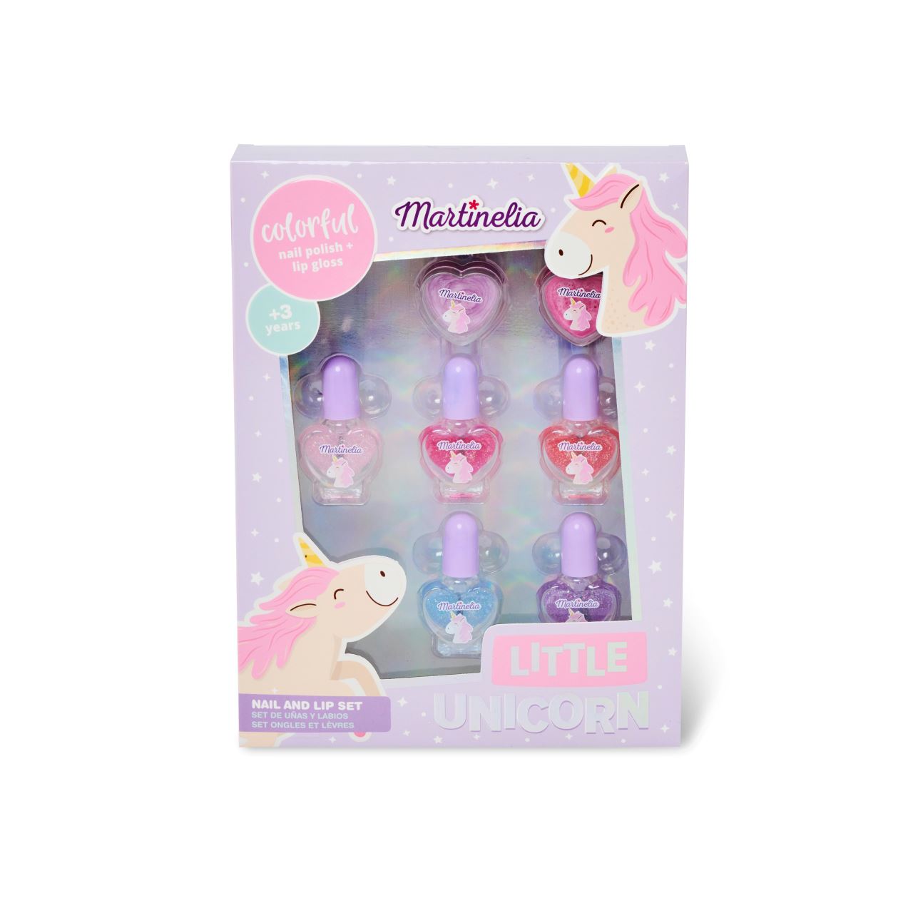 Set 5 lacuri de unghii si 2 luciu de buze Little Unicorn Martinelia