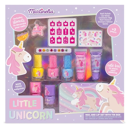 Set produse cosmetice pentru copii Little Unicorn Beauty Tin Box Martinelia