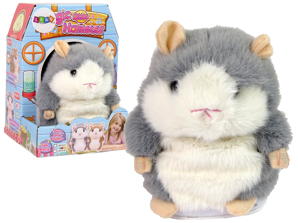 Интерактивная игрушка-повторитель Хомяк, серый, мягкий