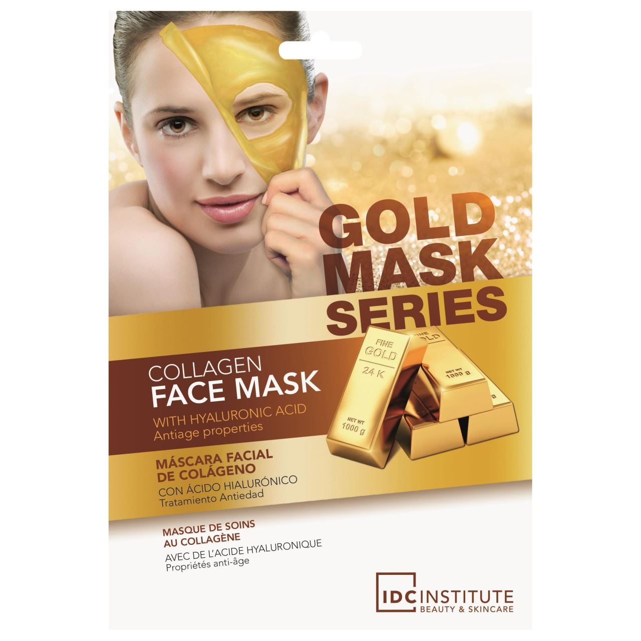 Masca pentru fata cu efect anti-imbatranire cu acid hialuronic si colagen Gold IDC Institute 60gr