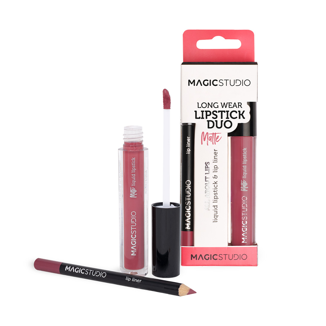 Luciu de buze mat si creion pentru contur Magic Studio