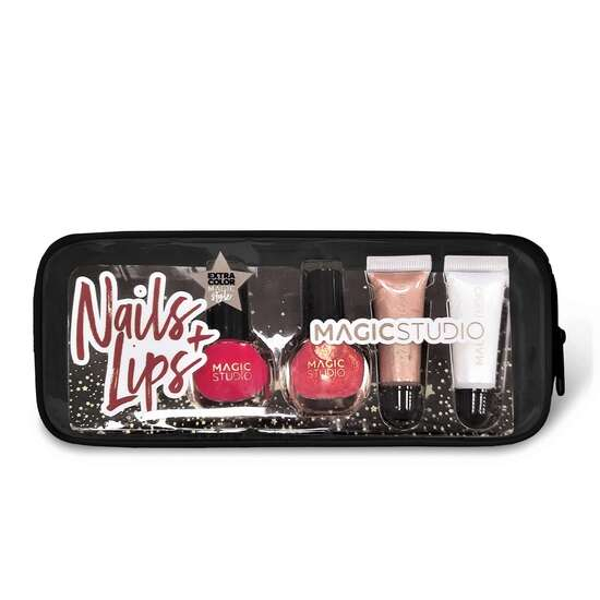 Trusa 2 lacuri de unghii si 2 balsam de buze Nail & Lips Magic Studio Colorful