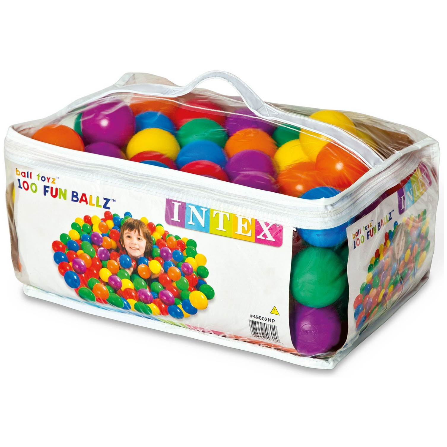 Mingi din plastic 6,5 cm, 100 buc pentru centre de joaca, de la 2 ani, INTEX