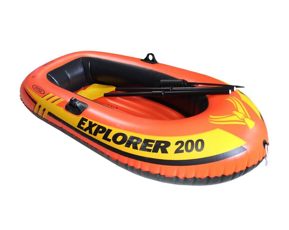 Надувная лодка "Explorer 200" с веслами и насосом, 185x94x41 см, до 95 кг, от 6 лет, INTEX