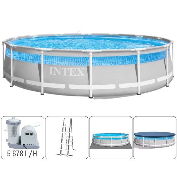 Piscina PRISM FRAME CLEARVIEW 488x122cm, 19156L, cadru metalic, INTEX