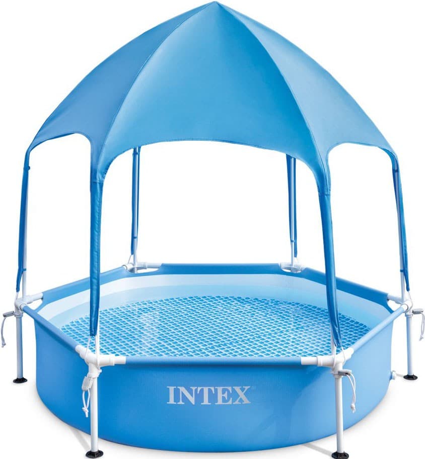 Piscina cu cadru metalic cu baldachin 183x38cm cu baldachin, 700L, INTEX