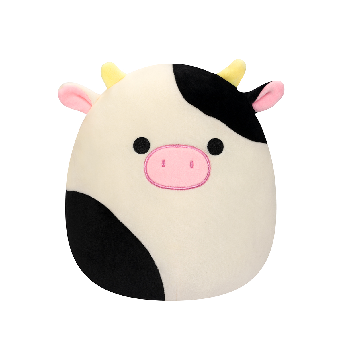 Jucarie de plus 19 cm, Connor Vacuta alba cu pete negre, Squishmallows