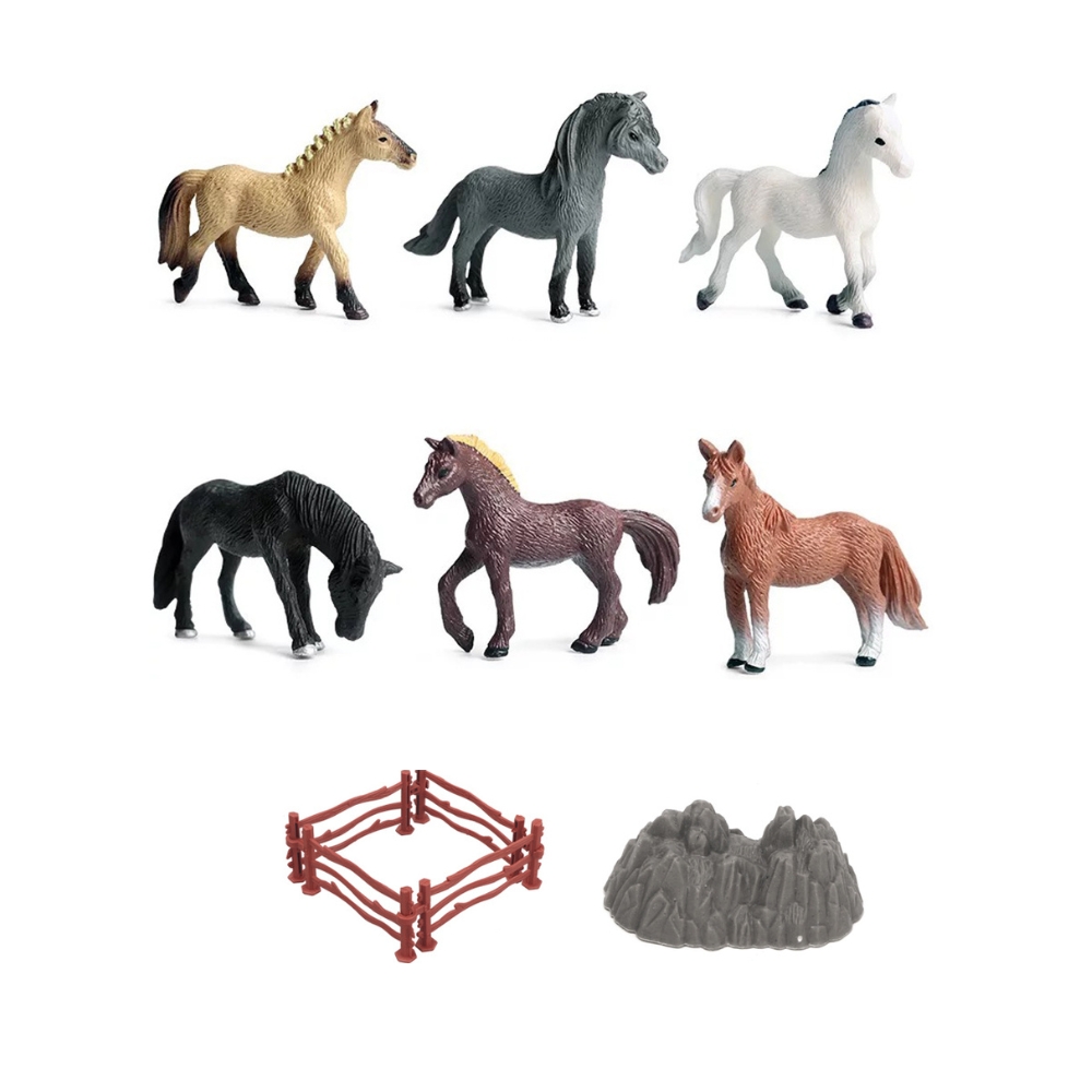 Набор из 11 фигурок, Лошади c загоном в тубусе, ZJA325810