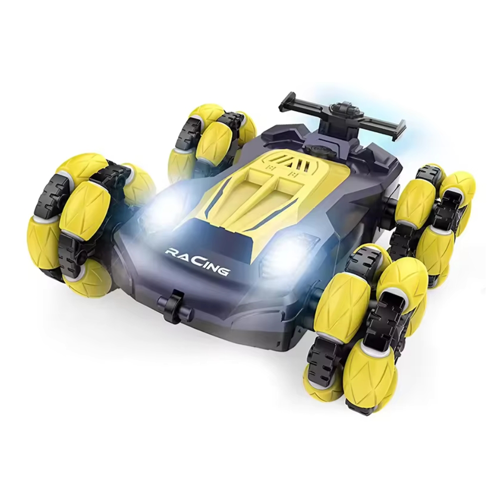 Masina Drift Stunt cu RC, sunete, lumini, efect fum, control viteza, acumul. 3.7V, galben, ZJA355672