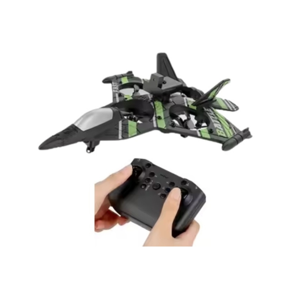 Avion-Drona cu RC, functii viteza, aterizare, rotatie 360, acumul. 3.7V, verde, ZJA347451