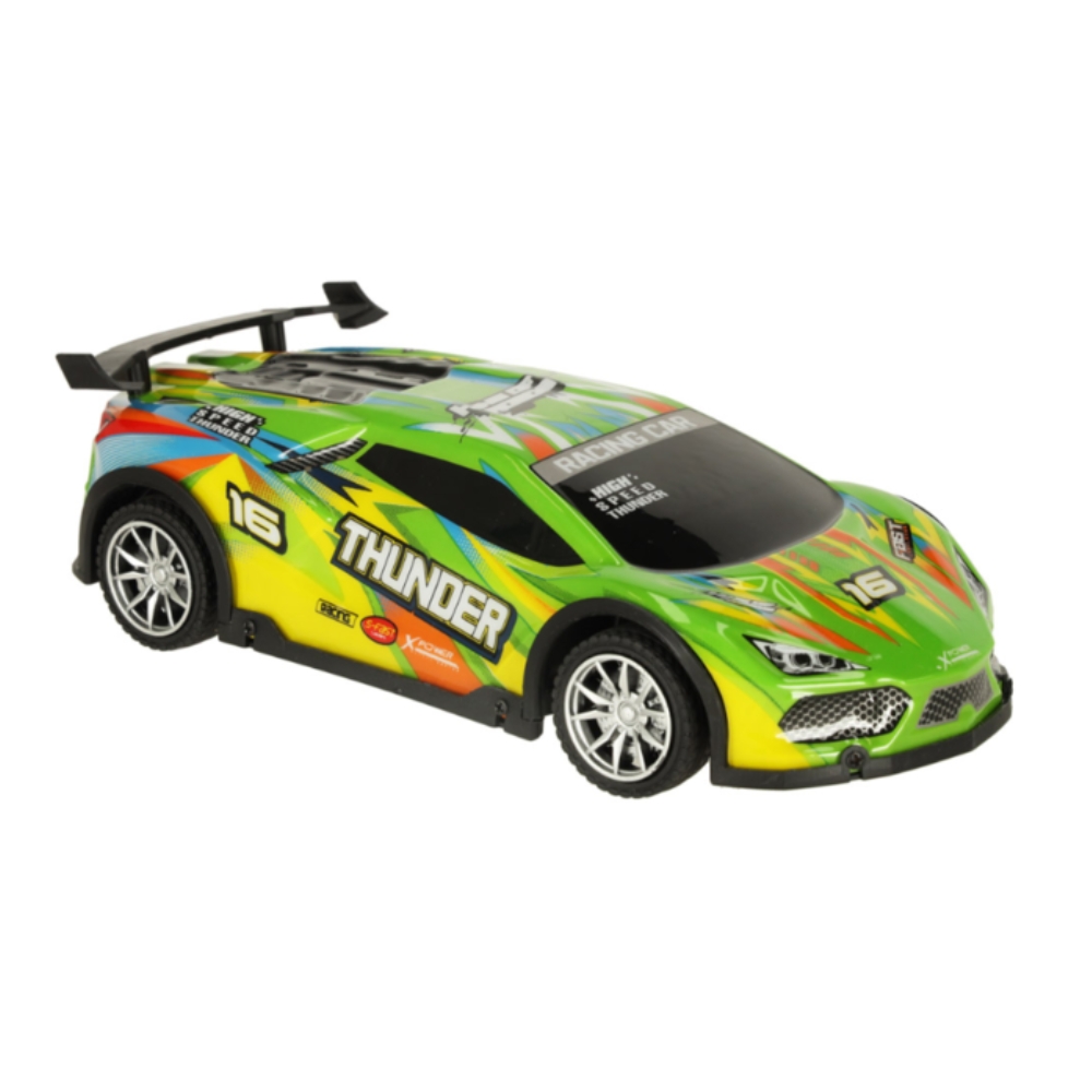 Masina Drift Racing Car cu RC, corp luminos, roti rezerva, acumul. 3.7V, verde, ZJA362018
