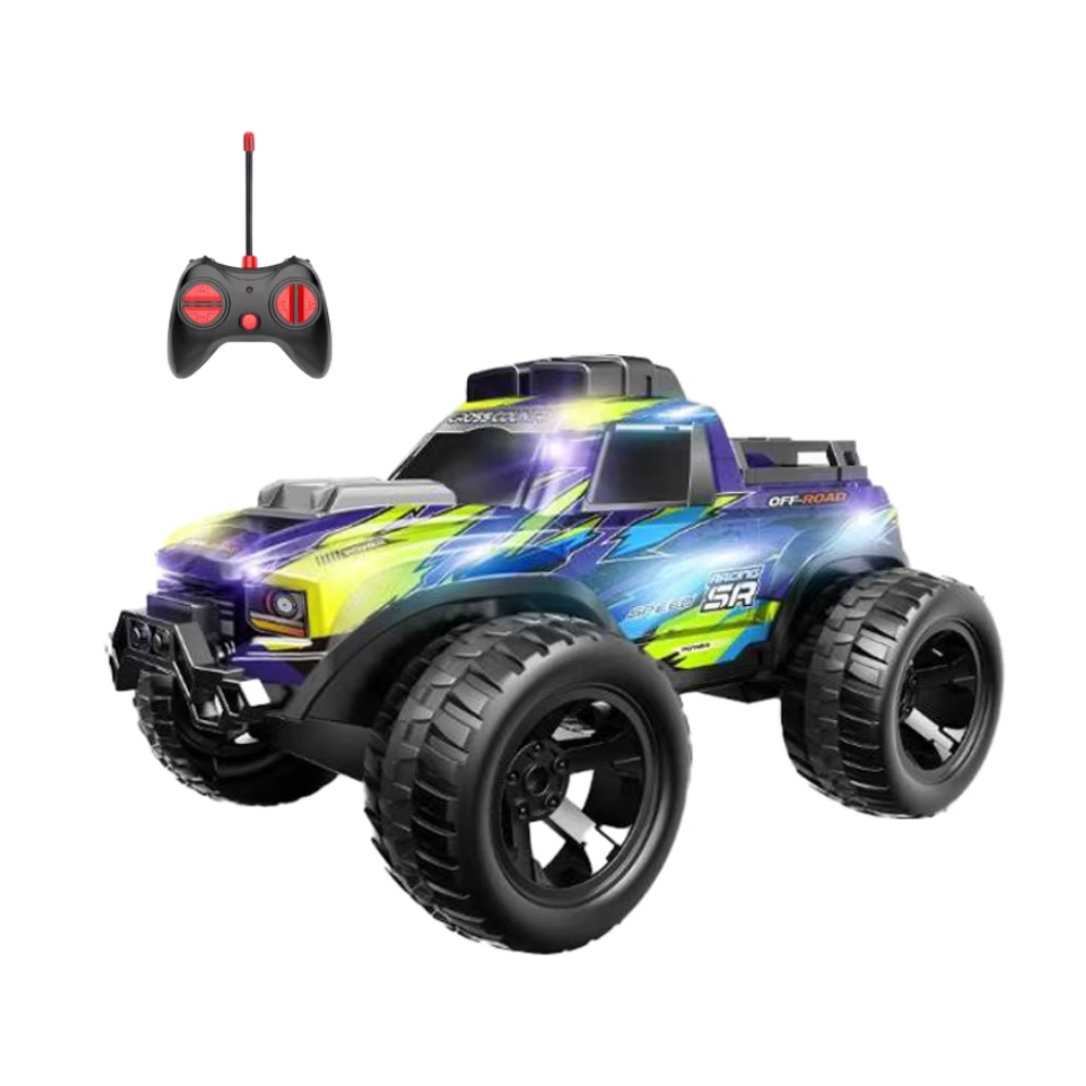 Masina Cross Country cu RC, corp luminos, functia try me, acumulator, albastru, ZJA362021
