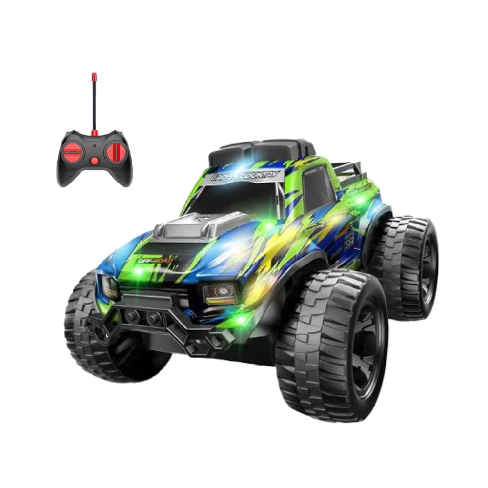 Masina Cross Country cu RC, corp luminos, functia try me, acumulator, verde, ZJA362021