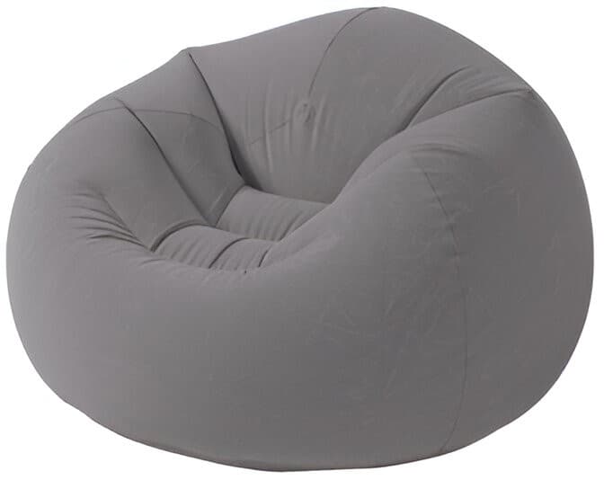 Надувное кресло 114x114x71 см "Beanless Bag", серое, до 100 кг, INTEX