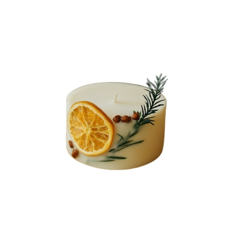 Lumanare rotunda 5 cm cu decor de Craciun