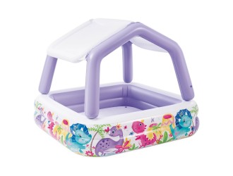Piscina gonflabila pentru copii cu baldachin Sun Shade, 157x157x122 cm, 295 L, 2 ani+, Intex 57470
