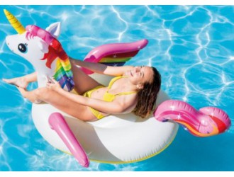 Pluta-saltea gonflabila “Unicorn” cu manere, 198x140x97 cm, pana la 40 kg, 3+, INTEX