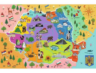 Trefl Puzzles - "100 Educational" - The Map of Romania for children - romanian version / Trefl