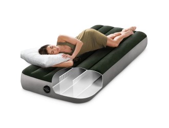 Надувной матрас Twin Jr. Classic Downy со встроенным ножным насосом, 76х191х25 см, макс. 136 кг, Intex (64760)