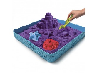 71402P Set de nisip pentru creativitatea copiilor - KINETIC SANDCastel de nisip (violet, 454 g, forme, tava)