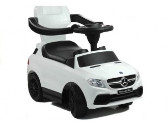 Толокар белый Mercedes со съемной ручкой, бампером и подножками с музыкальными и световыми эффектами