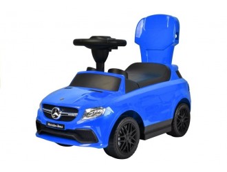 Толокар синий Mercedes со съемной ручкой, бампером и подножками с музыкальными и световыми эффектами