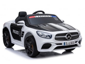 4792 Masina electrica Mercedes SL500 Politie culoare alba cu 2 motoare