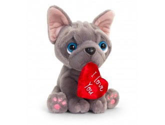 Jucarie de plus Catelus Frenchie cu inima 20 cm