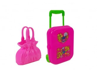 Set papusa 28 cm cu rochie alba cu accesorii