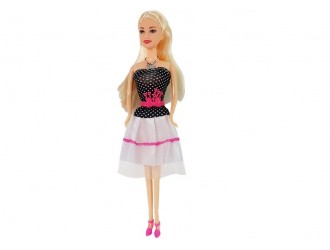 Set papusa 28 cm cu rochie alba cu accesorii