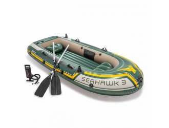 Barca gonflabila “Seahawk 3” cu vasle si pompa, 295x137x43 cm, pana la 360 kg, INTEX