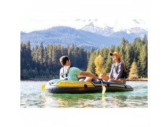 Barca gonflabila “Challenger 2” cu vasle si pompa, 236x114x41 cm, pana la 200 kg, INTEX