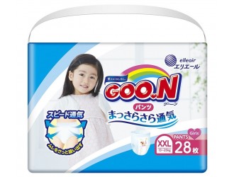 Scutece chilotei GOO.N pentru fetite 13-25 kg (marimea BigBig XXL, 28 buc.)