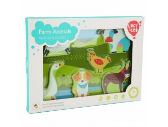 Puzzle din lemn Animale de la ferma (7 piese) Lucy & Leo