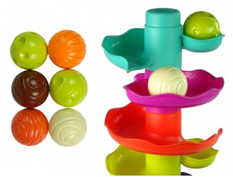 Jucarie turn cu traseu de mingi multicolor