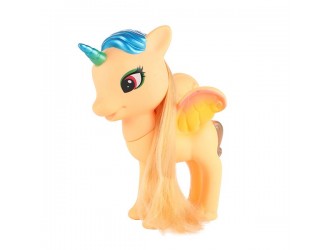 Jucarie ponei Unicorn 13cm cu par lung 6 tipuri diverse culori