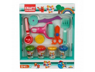 Набор пасты для лепки с инструментами и аксессуарами Crafy Dough 3 вида в ассортименте (4x50гр.)