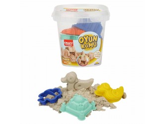 Ведро с кинетическим песком Натуральным 350г. с 3 формами в комплекте Crafy Sand