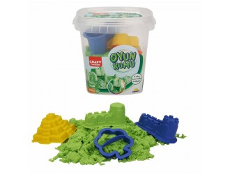 Caldarusa cu nisip kinetic Verde 350g. cu 3 forme incluse Crafy Sand