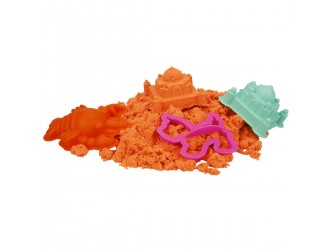Ведро кинетического песка, Оранжевый 350г. с 3 формами в комплекте Crafy Sand